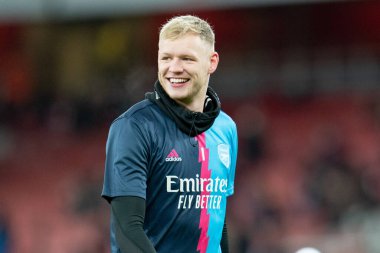 Aaron Ramsdale # 1. Arsenal Premier Lig karşılaşması öncesinde ısınma turunda West Ham United 'a karşı Emirates Stadyumu, Londra, 26 Aralık 202