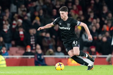 Premier Lig karşılaşmasında West Ham United 'tan Declan Rice # 41, Arsenal - West Ham United maçı sırasında Emirates Stadyumu, Londra, Birleşik Krallık, 26 Aralık 202