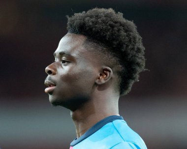 Bukayo Saka # 7 of Arsenal Premier League maçı sırasında Arsenal, West Ham United 'a karşı Emirates Stadyumu, Londra, Birleşik Krallık, 26 Aralık 202