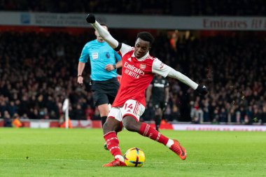 Arsenal 'den Eddie Nketiah # 14 Premier League maçında gol atma şansı yakaladı. Arsenal - West Ham United - Emirates Stadyumu, Londra, Birleşik Krallık, 26 Aralık 202