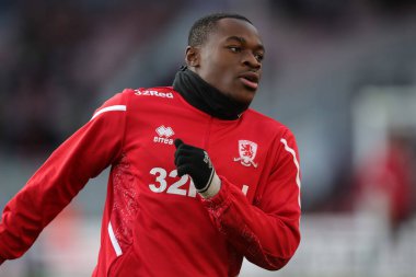 Middlesbrough 'dan Chuba Akpom # 29 numaralı maç öncesi ısınma maçı öncesinde Middlesbrough vs Wigan Athletic' e karşı Riverside Stadyumu, Middlesbrough, Birleşik Krallık, 26 Aralık 202