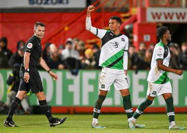 GOALPlymouth Argyle forveti Morgan Whittaker (19), 26 Aralık 202 tarihinde Cheltenham Town ile Plymouth Argyle 'ın oynadığı The Jonny-Rocks Stadyumu maçında 1-0 berabere kalma golünü kutluyor.