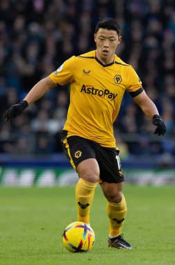 Wolverhampton Wanderers 'ın 11 numarası Hwang Hee-Chan Premier Lig maçı sırasında Goodison Park, Liverpool' da Everton Wolverhampton Wanderers 'a karşı 26 Aralık 202