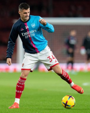 Arsenal 'den Granit Xhaka # 34 Premier Lig karşılaşması öncesinde Arsenal - West Ham United - Emirates Stadyumu, Londra, Birleşik Krallık, 26 Aralık 202