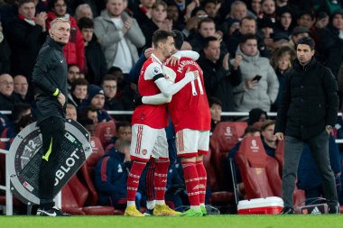 Arsenal 'den Gabriel Martinelli 26 Aralık 202' de Emirates Stadyumu, Londra 'da oynanan Premier League maçında Arsenal' den Fabio Vieira # 21 ile West Ham United 'ın yerini aldı.