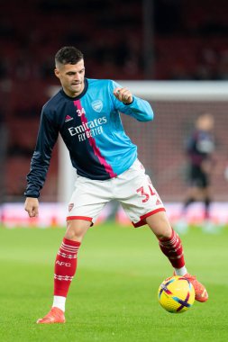 Arsenal 'den Granit Xhaka # 34 Premier Lig karşılaşması öncesinde Arsenal - West Ham United - Emirates Stadyumu, Londra, Birleşik Krallık, 26 Aralık 202