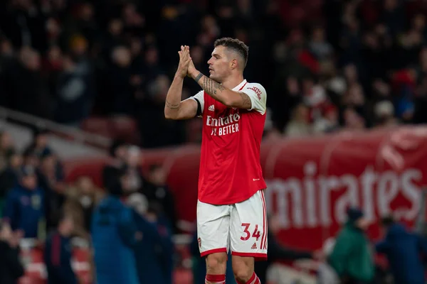 stock image Granit Xhaka #34 of Arsenal during the Premier League match Arsenal vs West Ham United at Emirates Stadium, London, United Kingdom, 26th December 202