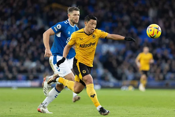 Hwang Hee Chan Van Wolverhampton Wanderers Zet Zich Schieten Tijdens — Stockfoto