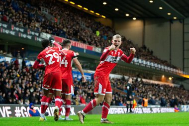 Middlesborough 'dan Marcus Forss 29 Aralık 202' de Blackburn, İngiltere 'deki Ewood Park' ta oynanan Blackburn Rovers-Middlesbrough maçında 1-1 kazanma hedefini kutluyor.