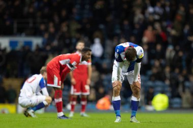 Blackburn Rovers 'ın üzgün 3 numarası Blackburn Rovers maçı sonrası Blackburn Rovers' a karşı Middlesbrough maçı, Ewood Park, Blackburn, Birleşik Krallık, 29 Aralık 202