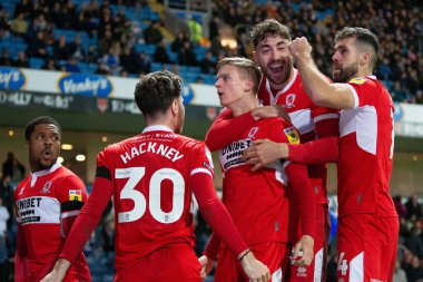 Middlesborough 'dan Marcus Forss 29 Aralık 202' de Blackburn, İngiltere 'deki Ewood Park' ta oynanan Blackburn Rovers-Middlesbrough maçında 1-1 kazanma hedefini kutluyor.