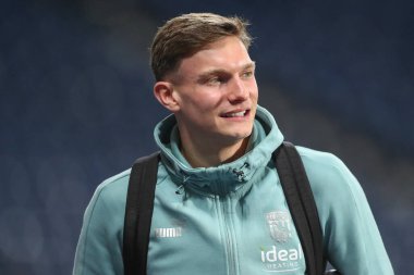 West Bromwich Albion 'dan 29 numaralı Taylor Gardner-Hickman, West Bromwich Albion maçından önce Hawthorns, West Bromwich, Birleşik Krallık' ta West Bromwich Albion 'a karşı Preston North End maçına geldi.