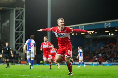 Middlesborough 'dan Riley McGree 29 Aralık 202' de Blackburn, İngiltere 'deki Ewood Park' ta oynanan Blackburn Rovers-Middlesbrough maçında 1-2 kazanma hedefini kutluyor.