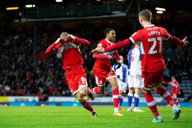 Middlesborough 'dan Riley McGree 29 Aralık 202' de Blackburn, İngiltere 'deki Ewood Park' ta oynanan Blackburn Rovers-Middlesbrough maçında 1-2 kazanma hedefini kutluyor.