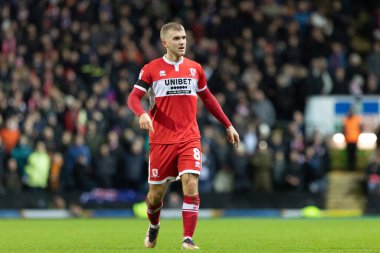 Middlesborough 'dan Riley McGree # 8 Gökyüzü İddia Şampiyonası maçında Blackburn Rovers, Middlesbrough' a karşı Ewood Park, Blackburn, Birleşik Krallık, 29 Aralık 202