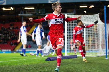 Middlesborough 'dan Marcus Forss 29 Aralık 202' de Blackburn, İngiltere 'deki Ewood Park' ta oynanan Blackburn Rovers-Middlesbrough maçında 1-1 kazanma hedefini kutluyor.