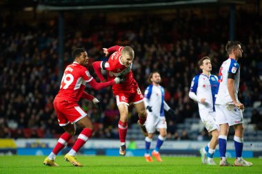 Middlesborough 'dan Riley McGree 29 Aralık 202' de Blackburn, İngiltere 'deki Ewood Park' ta oynanan Blackburn Rovers-Middlesbrough maçında 1-2 kazanma hedefini kutluyor.