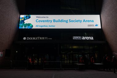 A general view showing a Coventry Building Society Arena sign at the home of Coventry City ahead of the Sky Bet Championship match Coventry City vs Cardiff City at Coventry Building Society Arena, Coventry, United Kingdom, 29th December 202 clipart