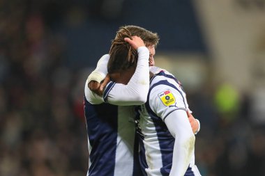 West Bromwich Albion 'dan Brandon Thomas-Asante # 21 ve West Bromwich Albion # 29 Batı Bromwich-Hickman # 29 Sky Bet Şampiyonası maçından sonra West Bromwich Albion Preston North End' e karşı Hawthorns, West Bromwich, Birleşik Krallık, 29.
