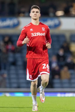 Darragh Lenihan # 26 Middlesborough Gökyüzü İddia Şampiyonası karşılaşmasından önce ısınıyor Blackburn Rovers - Middlesbrough Ewood Park, Blackburn, Birleşik Krallık, 29 Aralık 202