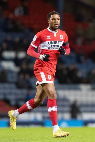 Middlesborough 'dan Chuba Akpom # 29 Gökyüzü İddia Şampiyonası maçı sırasında Blackburn Rovers, Middlesbrough' a karşı Ewood Park, Blackburn, Birleşik Krallık, 29 Aralık 202