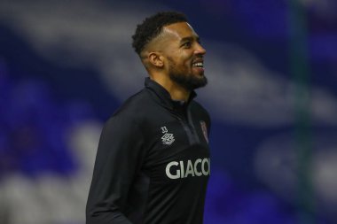 Hull City 'den Cyrus Christie # 33 numaralı maç öncesi ısınma maçı öncesinde Birmingham City ile Hull City arasında St Andrews, Birmingham, İngiltere' de 30 Aralık 202 'de oynanan karşılaşma.
