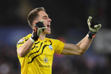 Swansea City 'den Steven Benda # 13, 30 Aralık 202' de Swansea.com Stadyumu 'nda Swansea City - Watford maçında Swansea' nin dördüncü golünü kutluyor.