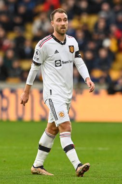 Premier Lig karşılaşmasında Manchester United 'ın Christian Eriksen # 14' ü Wolverhampton Wanderers 'a karşı Molineux, Wolverhampton, Birleşik Krallık' ta 31 Aralık 202