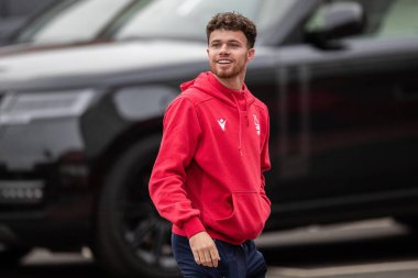 Nottingham Ormanı 'ndan Neco Williams # 7 Premier League maçından önce Nottingham Forest Chelsea' ye karşı City Ground, Nottingham, 1 Ocak 202 'de geldi.