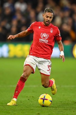 Nottingham Ormanı 'ndan Renan Lodi # 32 Premier League maçı sırasında Nottingham Forest Chelsea' ye karşı City Ground, Nottingham, 1 Ocak 202