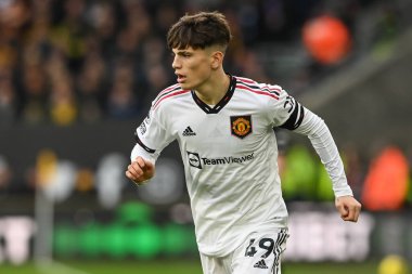 Manchester United 'ın 49 numaralı Alejandro Garnacho Premier League maçında Wolverhampton Wanderers, Manchester United' a karşı Molineux, Wolverhampton, İngiltere, 31 Aralık 202