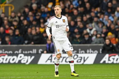 Manchester United 'ın 34 numaralı oyuncusu Donny van de Beek Premier League maçında Wolverhampton Wanderers, Manchester United' a karşı Molineux, Wolverhampton, İngiltere, 31 Aralık 202