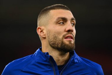 Chelsea 'den Mateo Kovai # 8 Premier League maçı öncesinde Nottingham Forest Chelsea' ye karşı 1 Ocak 2022 'de City Ground, Nottingham, İngiltere' de oynanan maç öncesi ısınma maçında