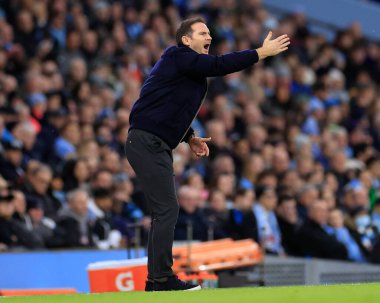 Premier Lig maçında Everton teknik direktörü Frank Lampard Manchester City Everton 'a karşı Etihad Stadyumu' nda 31 Aralık 202