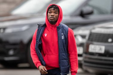 Nottingham Ormanı 'ndan Loc Mbe Soh # 6 Premier League maçından önce Nottingham Forest Chelsea' ye karşı City Ground, Nottingham, 1 Ocak 2022 'de geldi.