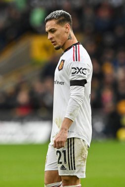 Manchester United 'ın 21. Antony Premier Lig karşılaşmasında Wolverhampton Wanderers, Manchester United' a karşı Molineux, Wolverhampton, Birleşik Krallık 'ta 31 Aralık 202