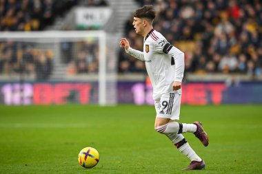 Manchester United 'ın 49. Alejandro Garnacho Premier Lig karşılaşmasında Wolverhampton Wanderers, Manchester United' a karşı Molineux, Wolverhampton, Birleşik Krallık 'ta 31 Aralık 202