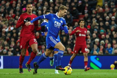 Leicester City 'den Kiernan Dewsbury-Hall # 22 Premier League maçında Liverpool, Liverpool City' ye karşı 30 Aralık 202 'de Anfield, Liverpool, İngiltere' de 0-1 berabere kaldı.
