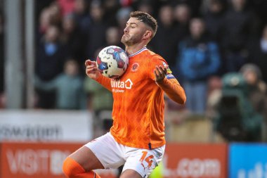 Blackpool 'dan Gary Madine 1 Ocak 202' de Bloomfield Road, Blackpool 'da Blackpool - Sunderland maçında topu kontrol ediyor.