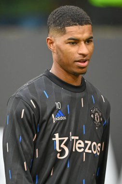 Manchester United 'dan Marcus Rashford # 10 Premier League karşılaşması öncesi ısınma öncesinde Wolverhampton Wanderers, Manchester United' a karşı Molineux, Wolverhampton, Birleşik Krallık, 31 Aralık 202