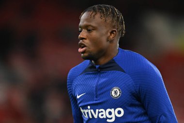 Chelsea 'den Denis Zakaria # 20 Premier League maçından önce Nottingham Forest Chelsea' ye karşı 1 Ocak 2022 'de City Ground, Nottingham, İngiltere' de ısınıyor.