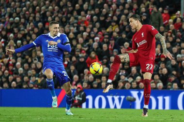 Liverpool 'dan Darwin Nez # 27 Premier Lig maçı sırasında Liverpool, Liverpool City' ye karşı Anfield, Liverpool, Birleşik Krallık, 30 Aralık 2022