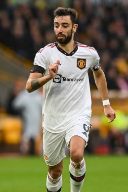 Manchester United takımının Bruno Fernandes # 8 Premier League maçında Wolverhampton Wanderers, Manchester United 'a karşı Molineux, Wolverhampton, Birleşik Krallık' ta 31 Aralık 202