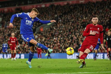 Leicester City 'den Harvey Barnes 30 Aralık 202' de Liverpool 'un Leicester City' e karşı oynadığı Premier League maçında gol atıyordu.