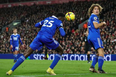 Leicester City 'den Wilfred Ndidi 30 Aralık 202' de İngiltere 'nin Liverpool kentinde oynanan Premier League maçında kaleye doğru ilerliyor.