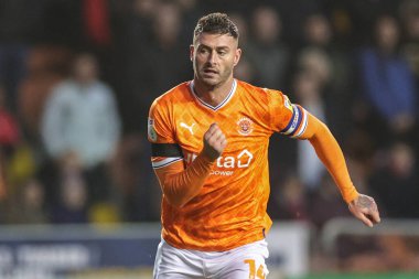 Blackpool 'dan Gary Madine # 14 numara Blackpool Şampiyonası' nda Blackpool Sunderland 'a karşı Bloomfield Road, Blackpool, İngiltere, 1 Ocak 202