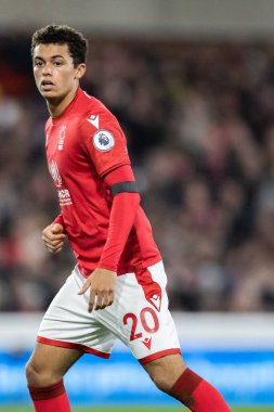Nottingham Ormanı 'ndan Brennan Johnson # 20 Premier Lig maçında Nottingham Forest Chelsea' ye karşı 1 Ocak 202 'de City Ground, Nottingham, İngiltere