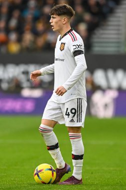 Manchester United 'ın 49 numaralı Alejandro Garnacho Premier League maçında Wolverhampton Wanderers, Manchester United' a karşı Molineux, Wolverhampton, İngiltere, 31 Aralık 202