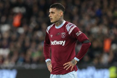 West Ham United ile 30 Aralık 202 'de Londra Stadyumu' nda oynanan Premier League maçında Gianluca Scamacca # 7.