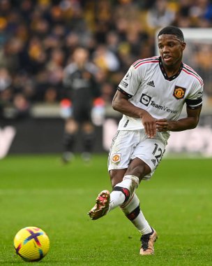 Tyrell Malacia # 12 Manchester United Premier League maçında Wolverhampton Wanderers 'a karşı Molineux, Wolverhampton, İngiltere, 31 Aralık 202